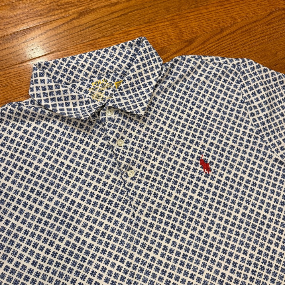 Polo Ralph Lauren Performance Golf Polo Shirt Mens XL Geometric Pattern AOP Pony